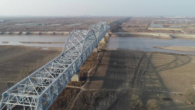 4K-航拍济南京沪高铁黄河铁路桥2021