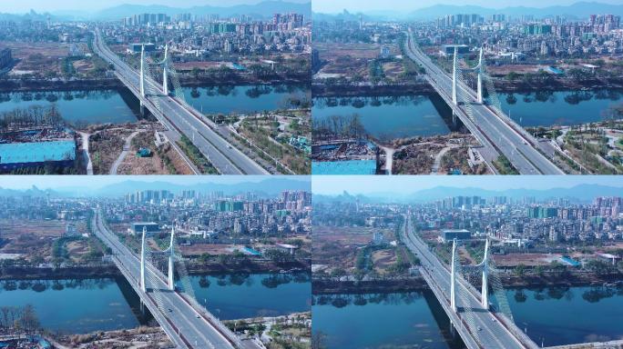 桂林叠彩滨江区南洲大桥4k航拍最新