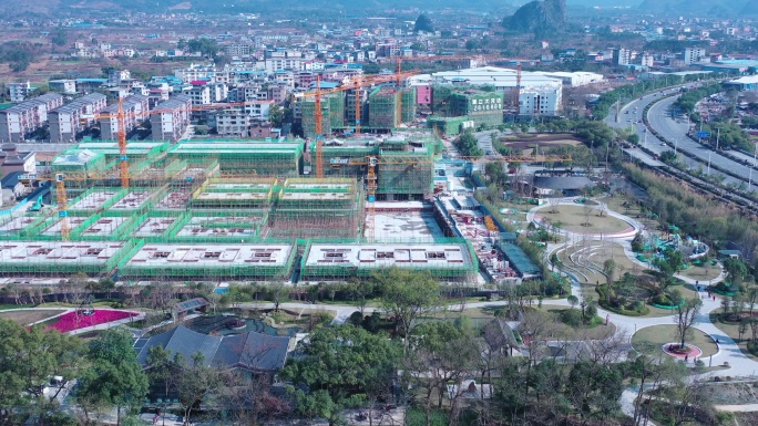 桂林大河坊建筑工地楼盘航拍