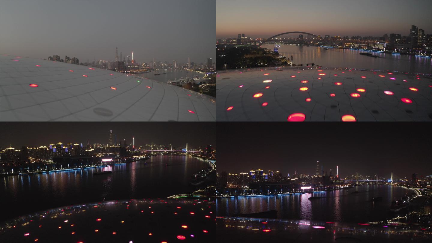 上海世博演艺中心夜景4K航拍