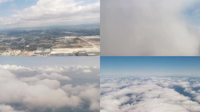飞机起飞从白云机场飞机云中穿梭云上飞行天