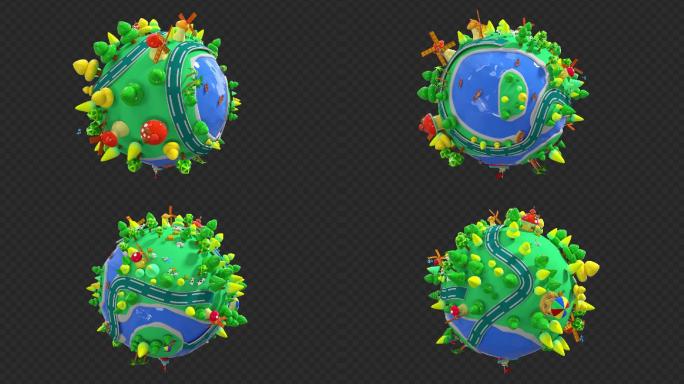 原创卡通地球旋转视频素材