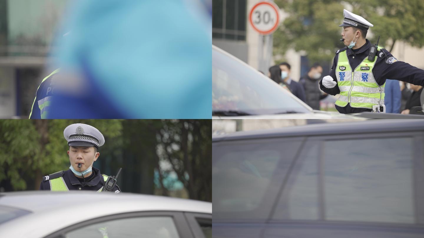 【4k】交警-交警指挥-路口疏通车辆