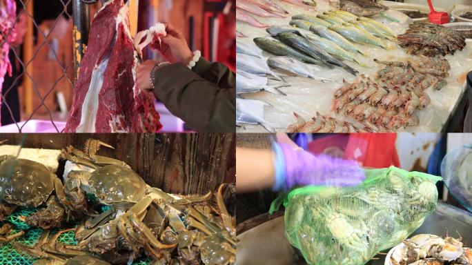 2024龙年河蟹海蟹农贸市场海鲜鱼虾蔬菜