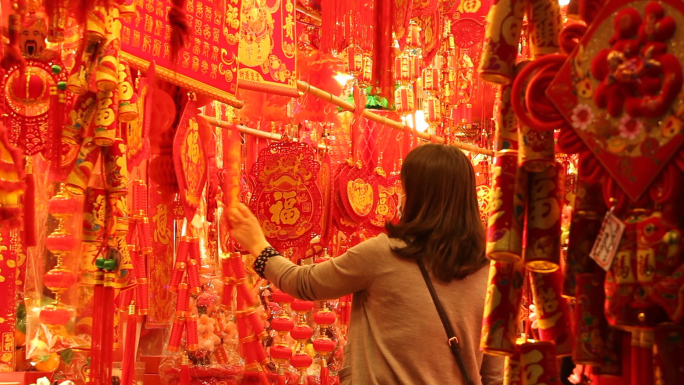 春节过年红灯笼-买年货