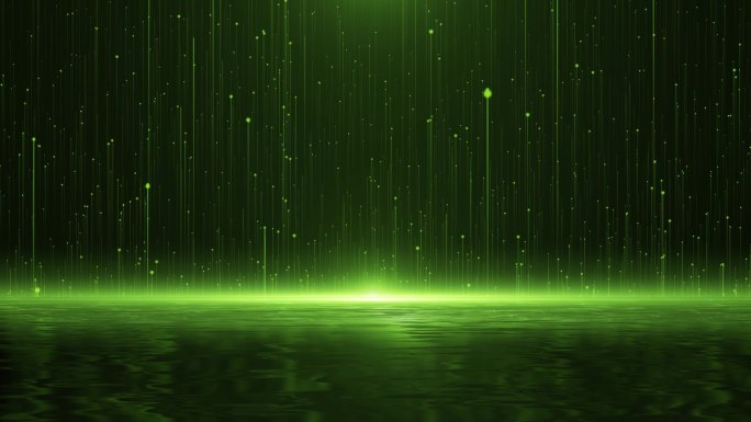 9413 流动绿色粒子光效湖面
