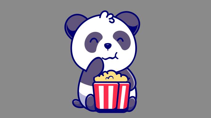 4K-熊猫吃爆米花-alpha通道