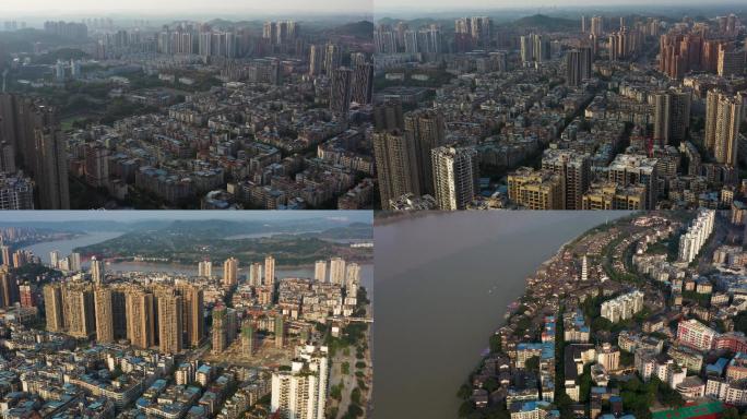 4K重庆市合川区城市航拍素材