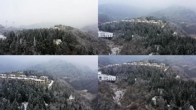 航拍重庆仙女山镇冰雪天气