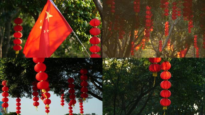 春节喜庆氛围大红灯笼高高挂4k视频素材