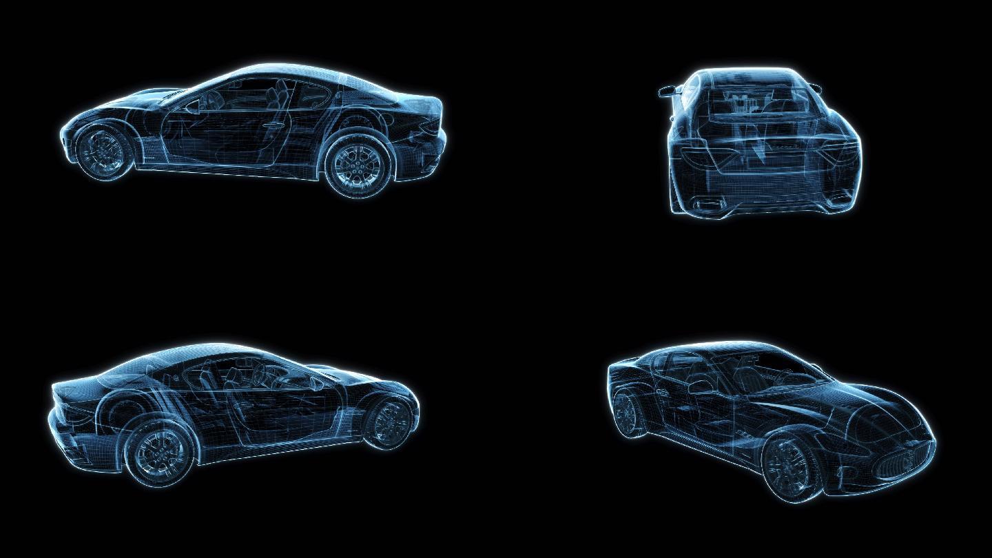 蓝色全息玛莎拉蒂汽车科技素材