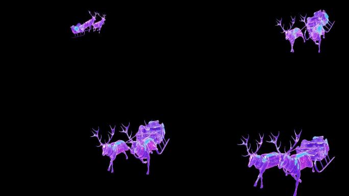 礼物麋鹿雪橇圣诞座驾直播打赏C4D视频