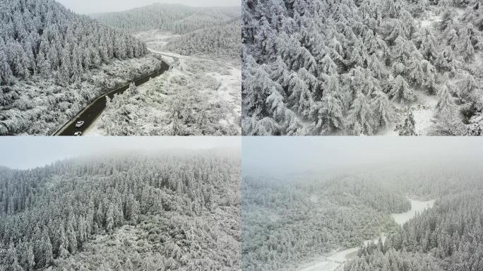 航拍仙女山景区冬季冰天雪地2