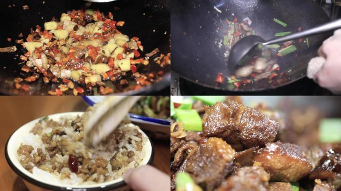 五花腊肉牛肉炒制麻婆豆腐冬瓜展示