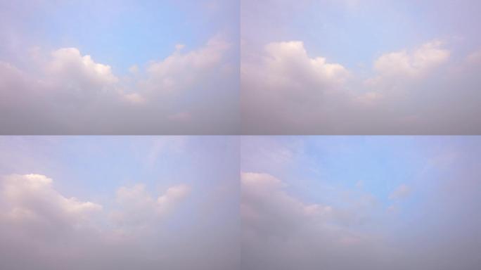蓝天白云粉色风景4K实拍