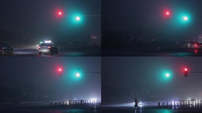 4K凌晨大雾中的十字路口01