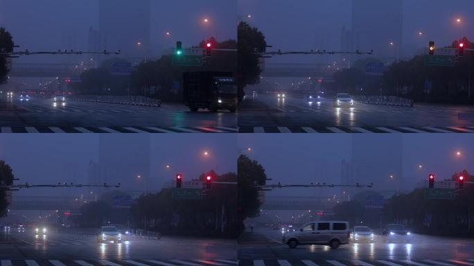 4K凌晨大雾中的十字路口04