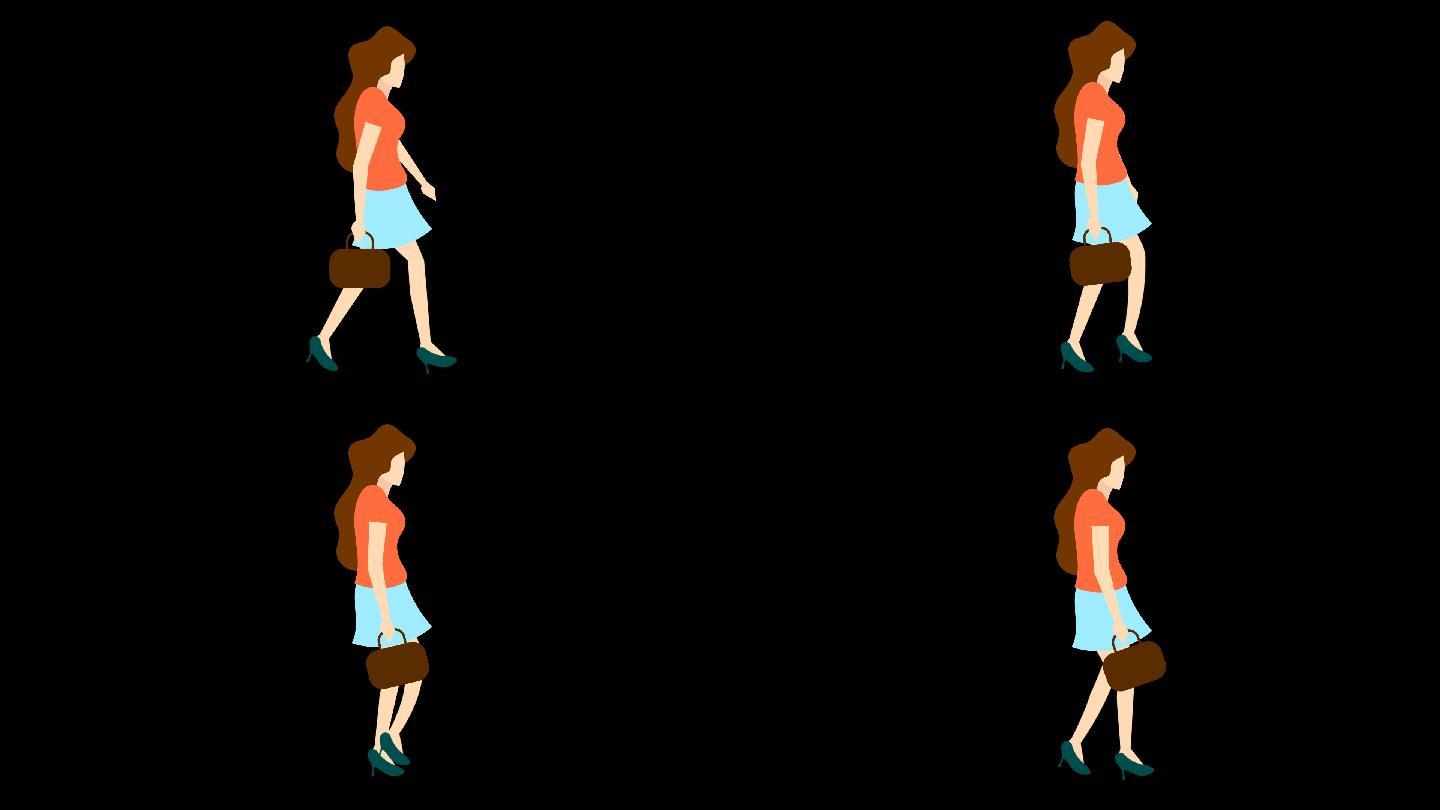 MG女人走路动画视频