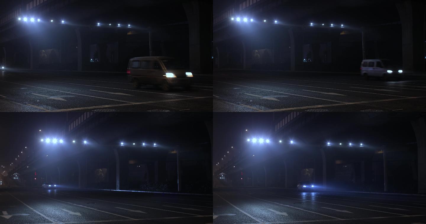 4K汽车开过凌晨大雾下的街道02
