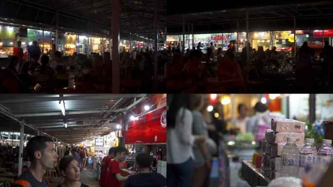 实拍4K高清东南亚泰国夜市
