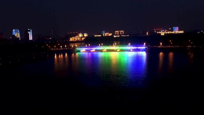 长春南湖大桥夜景城市夜景音乐灯光喷泉