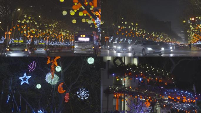 【原创4K】郑州城市街道夜景灯笼春节彩灯