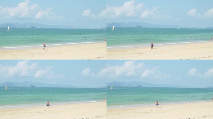 泰国海滩远景单独人