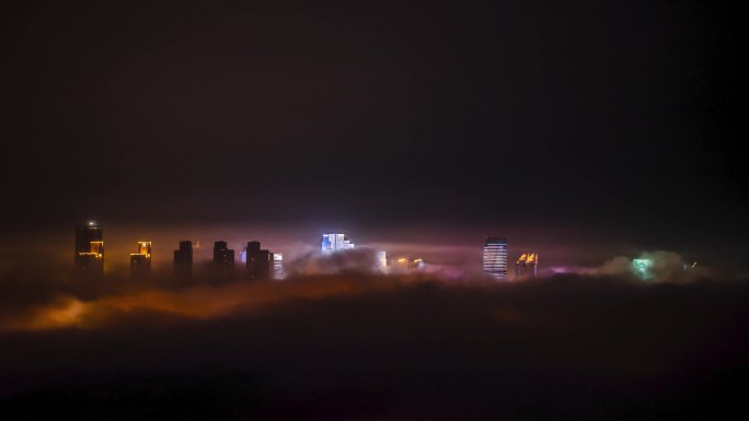 青岛市平流雾城市风光