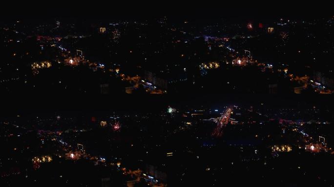 4K实拍全城烟花秀放烟花城市夜景