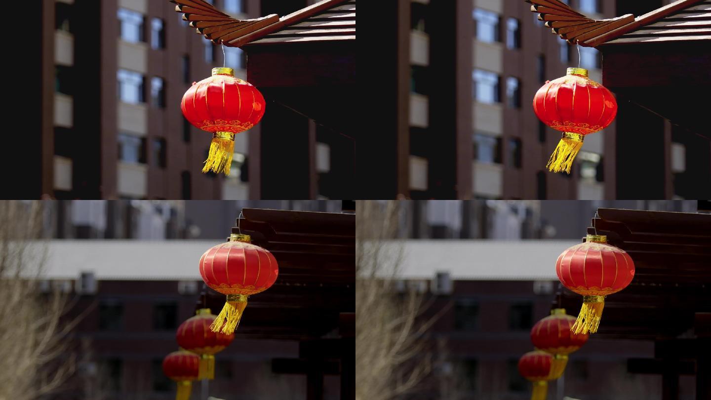 中国传统实拍大红灯笼红火吉祥过年