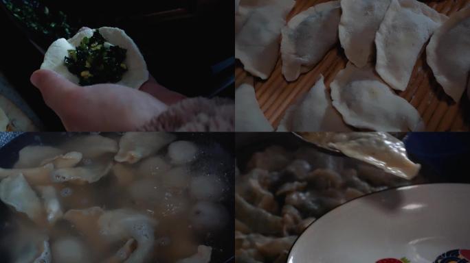 4K实拍包饺子煮饺子过程
