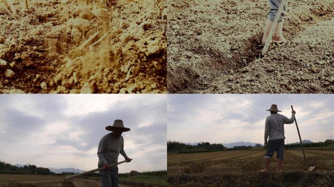 一组农民写意镜头--干活粗糙的手捧黄泥