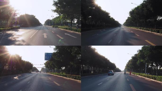 街道跟拍跟随车拍快速街景