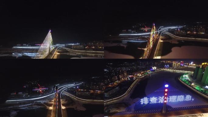 吉林省通化市夜景航拍