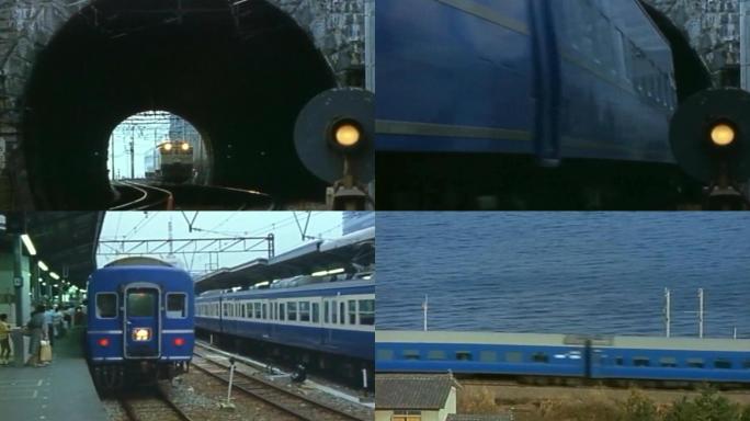 70年代日本电气机车火车穿越隧道