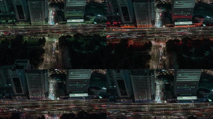 上海夜景高架延时航拍车流