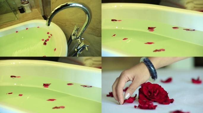 玫瑰花爱心浴缸酒店爱情