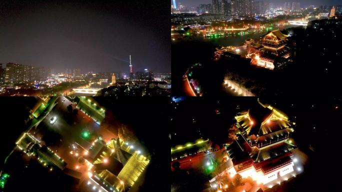 泰州（凤城）夜景（望海楼）航拍4K