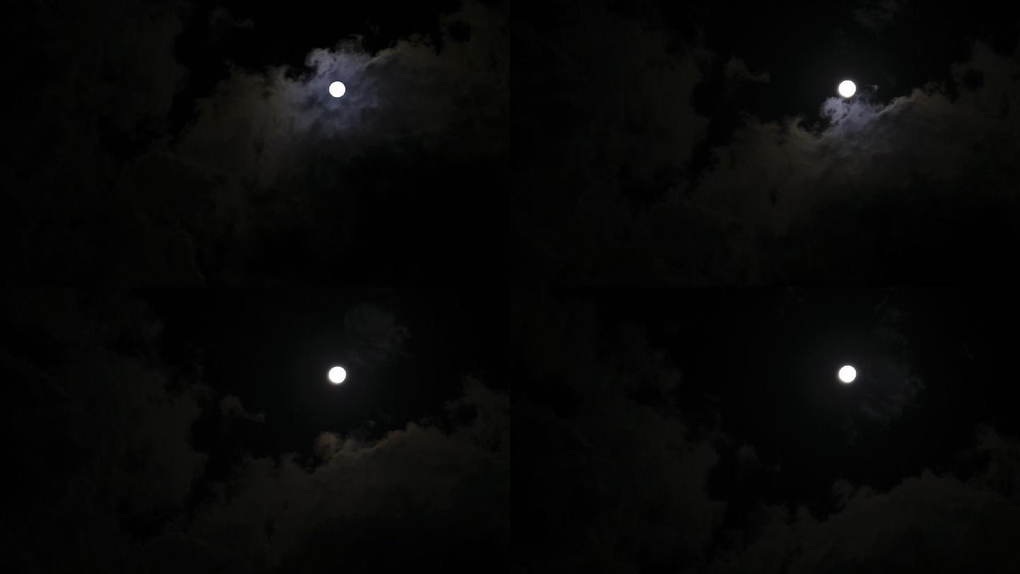 黑夜夜空圆月月亮黑暗