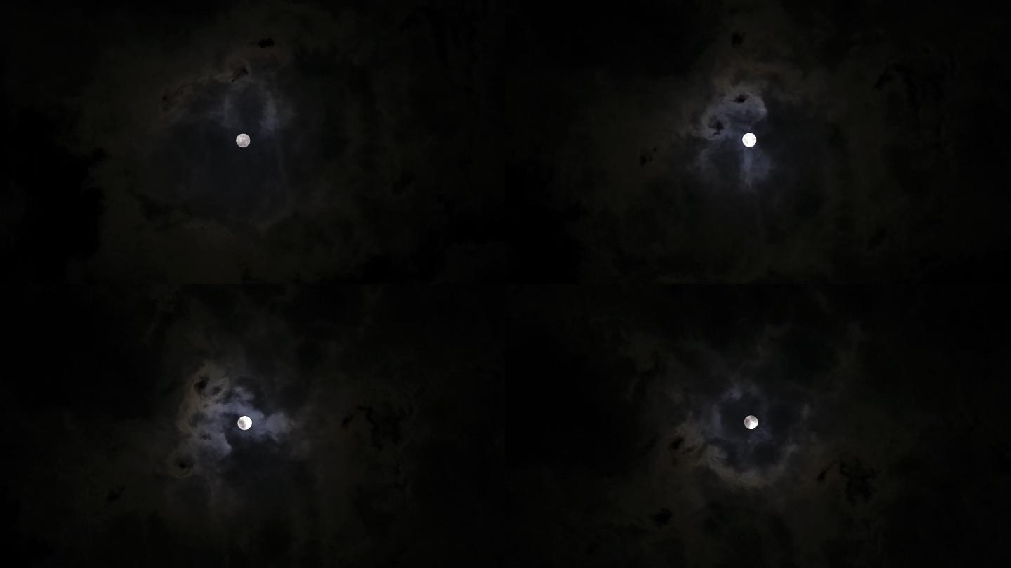 黑夜夜空圆月月亮夜晚视频素材