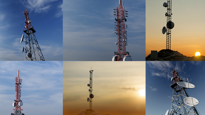 中国通信铁塔建设5G信号广播电波电信基站