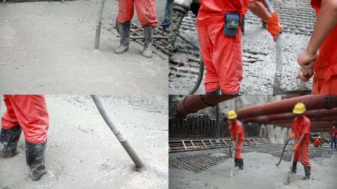 浇筑水泥工地施工