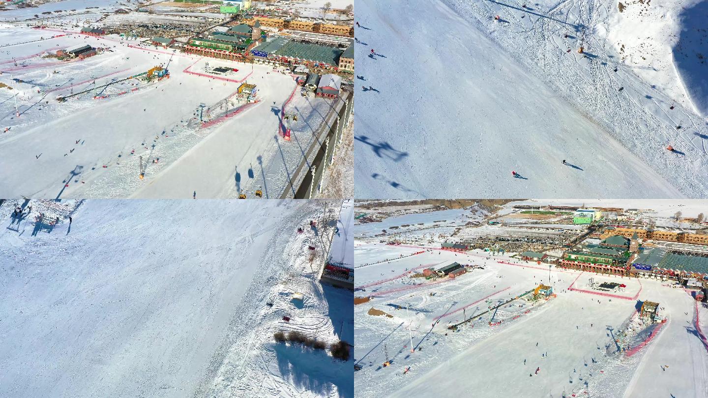 航拍：新疆国际丝绸之路滑雪场