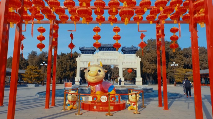 北京春节过年气氛社稷坛中山公园