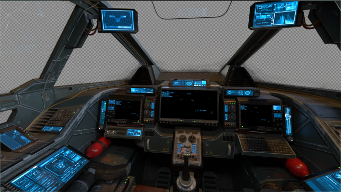 科幻飞船驾驶舱第一视角起飞动画