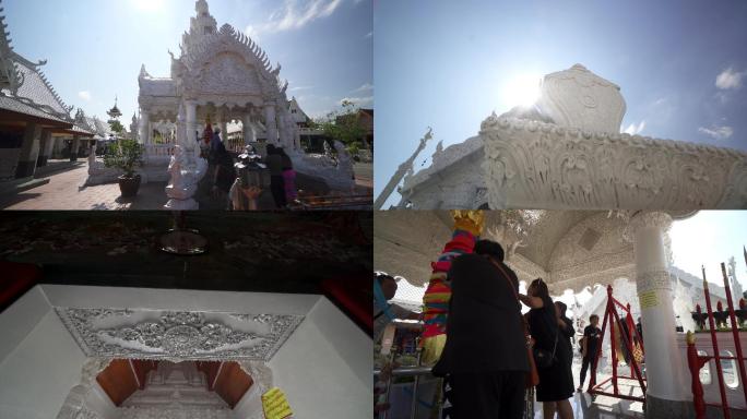 实拍泰国白色的寺庙佛教虔诚的信徒