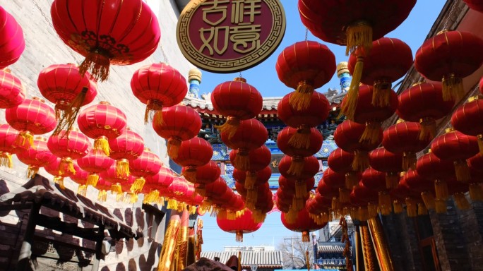 北京后海烟袋斜街春节过年元宵节气氛