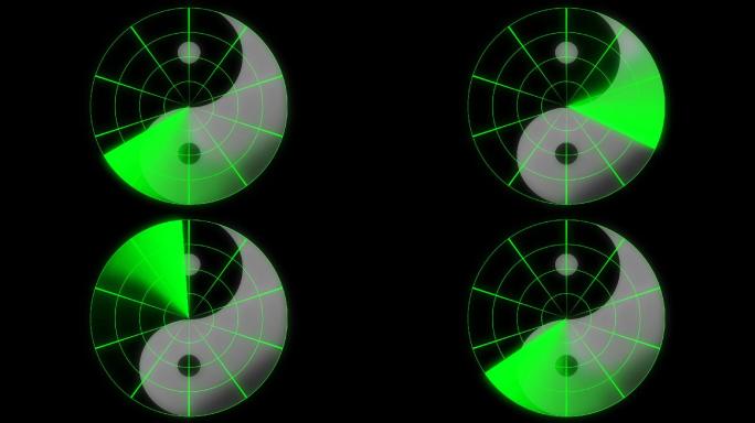 雷达扫描太极图八卦旋转太极玄幻神秘河图