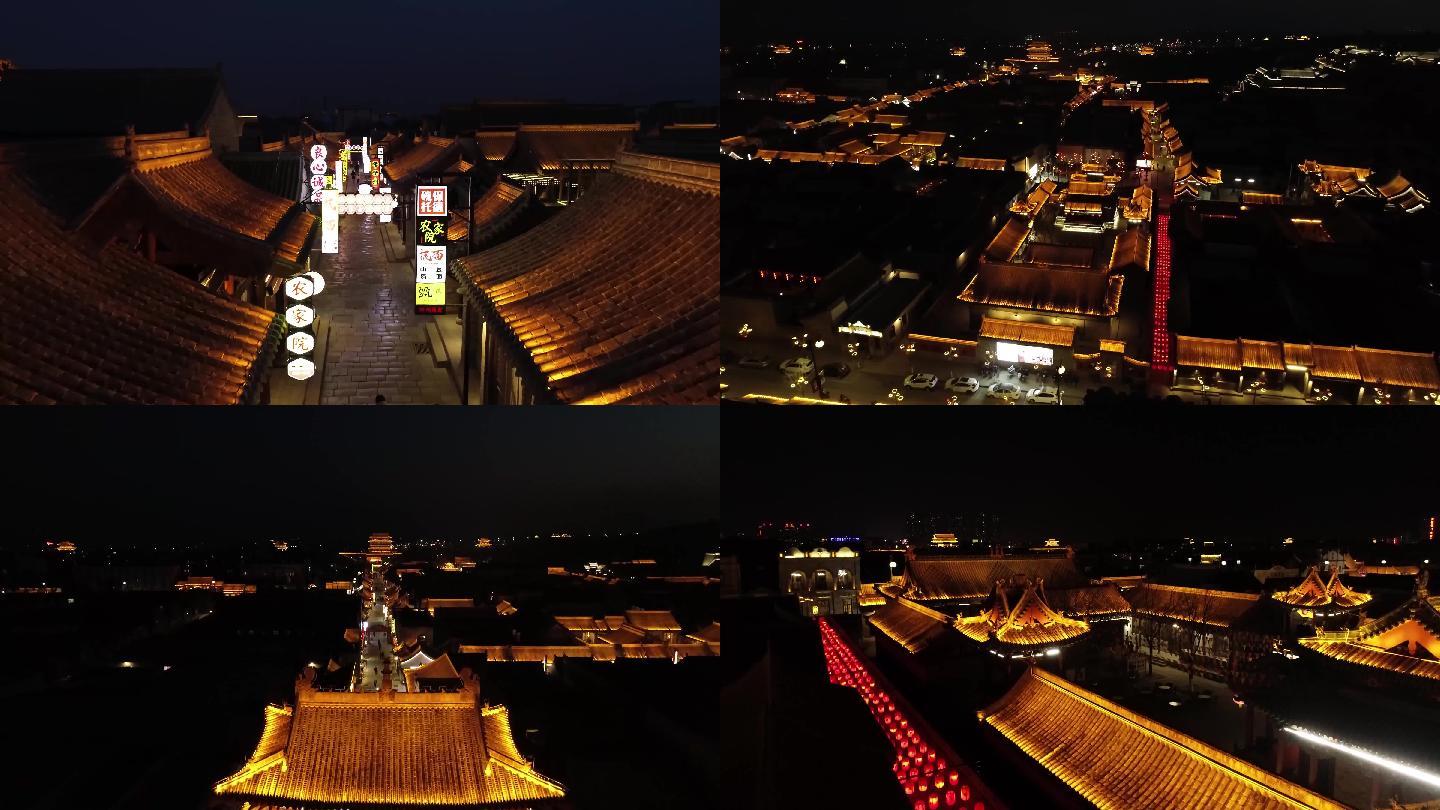 山西忻州古城夜景航拍