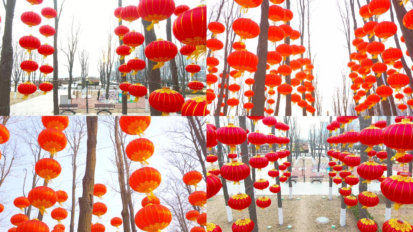 4K最美中国年大红灯笼-春节年味元宵节
